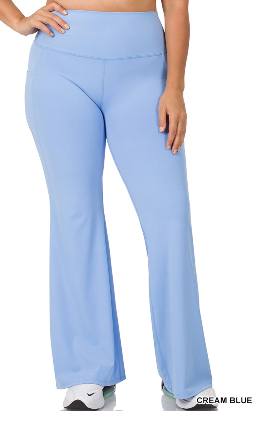 Creamy Carolina Blue Stretchy Plus Size Yoga Pants –