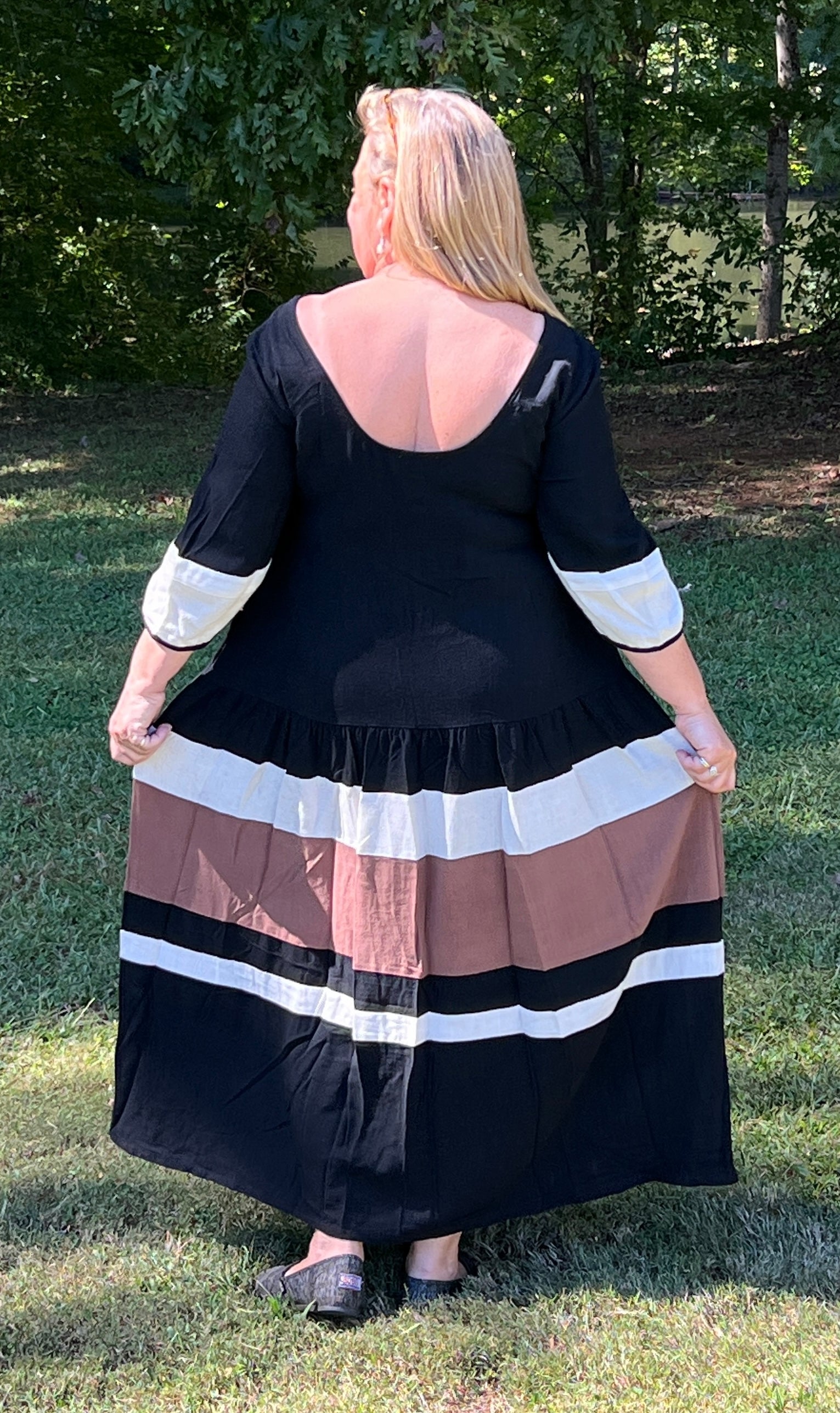 Romantic Linen Tier Black Color Block Dress JBeSassy.com Romantic Linen Tier Black Color Block Dress JBeSassy.com