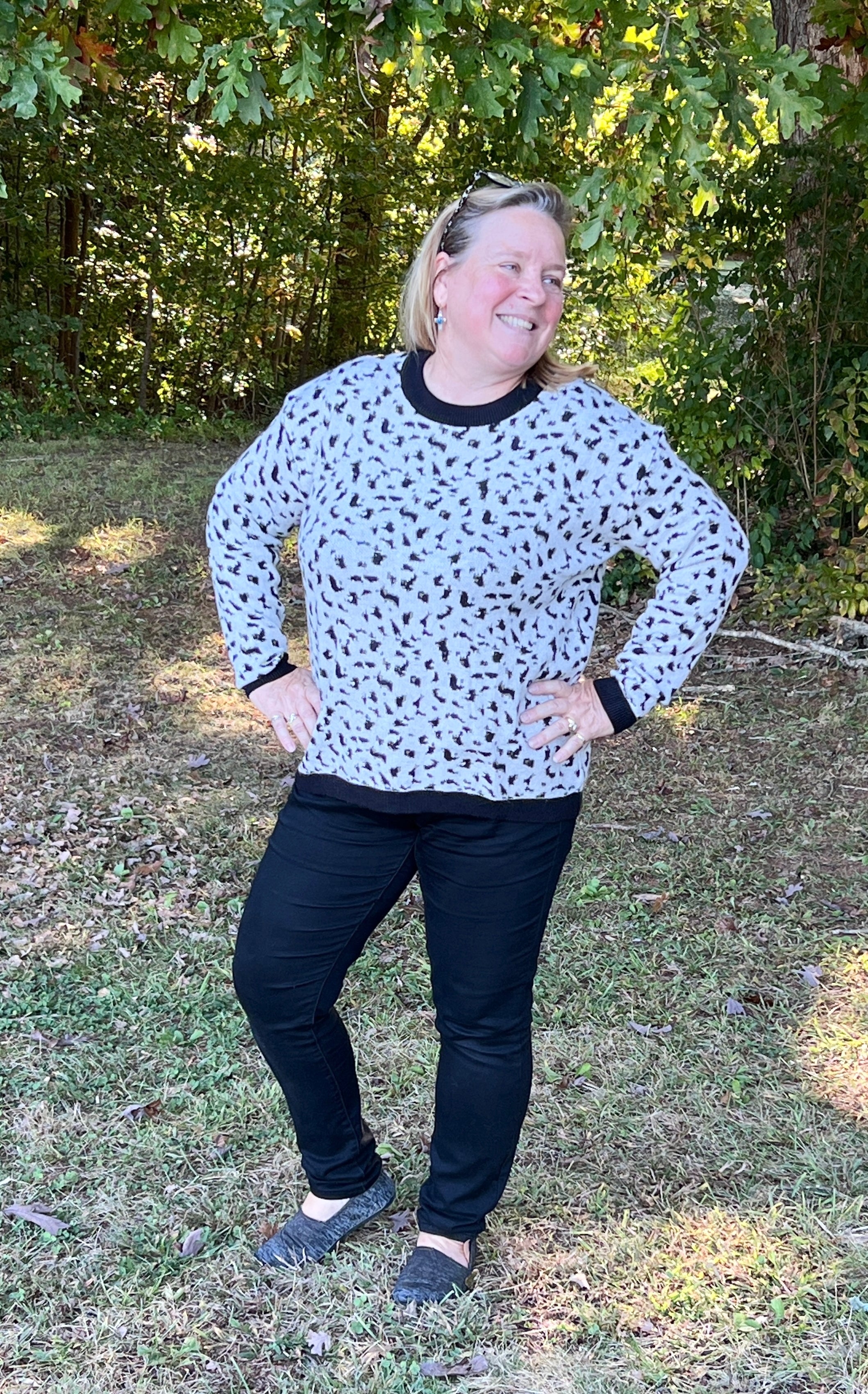 Oversized Cozy Black White Leopard Print Sweater JBeSassy