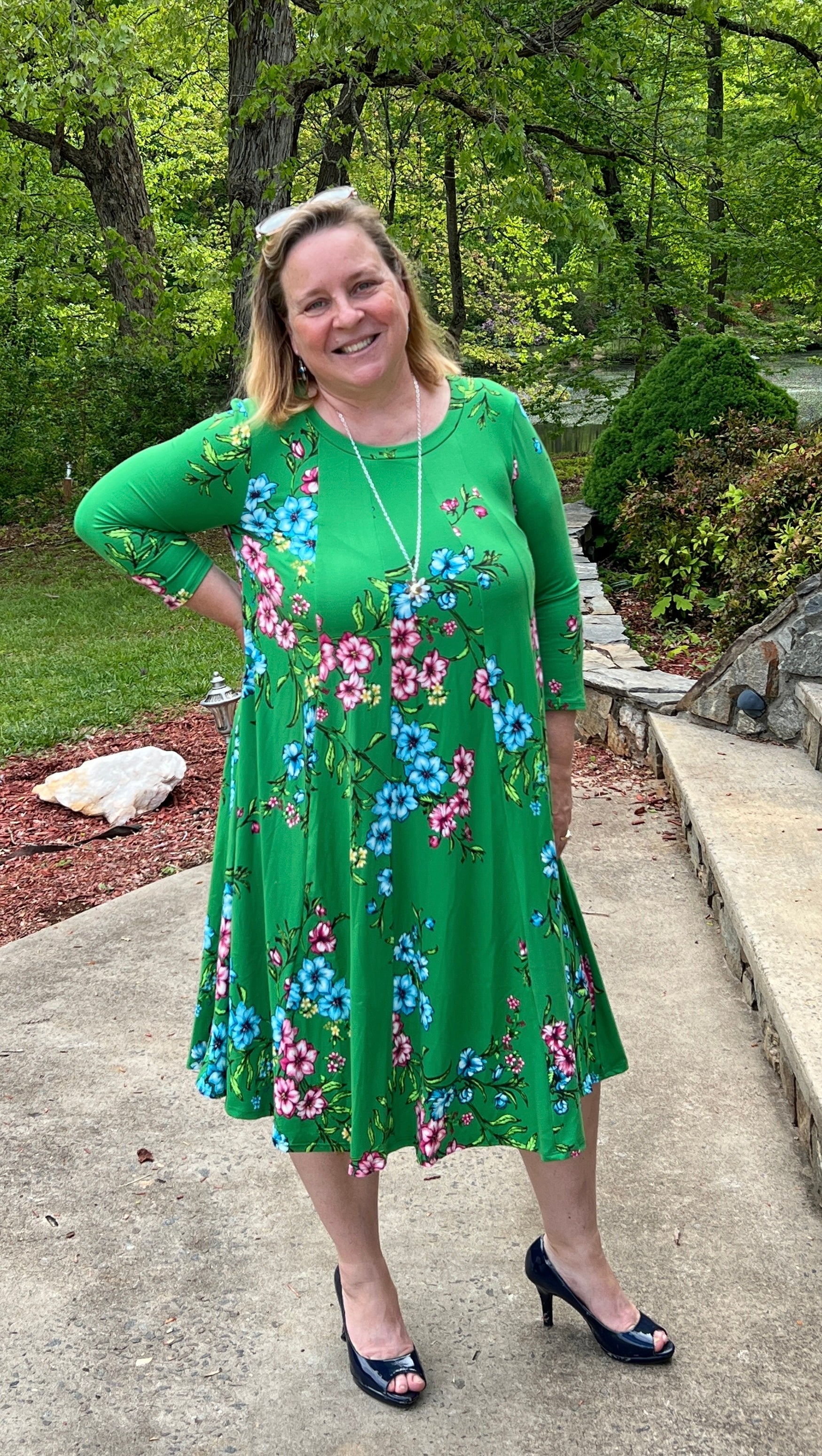 Flower Garden Green Plus Size Dress 1X - Main Image